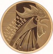 1000 Euros Rooster, France, 2014 reverse image