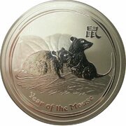 2 Dollars - Elizabeth II 4th Portrait - Year of the Mouse - Silver Bullion Coin, Australia, 2008 reverse image