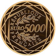 5000 Euros Rooster; 3rd type obverse image