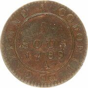 2 Sous Colonie de Cayenne; Louis XVI, France, 1780-1790 reverse image