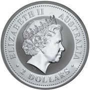 2 Dollars - Elizabeth II 4th Portrait - Australian Kookaburra - Silver Bullion Coin obverse image
