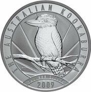 2 Dollars - Elizabeth II 4th Portrait - Australian Kookaburra - Silver Bullion Coin, Australia, 2009 reverse image