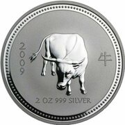 2 Dollars - Elizabeth II 4th Portrait - Year of the Ox - Silver Bullion Coin, Australia, 2009 reverse image
