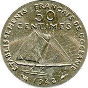 50 Centimes Essai, incuse design reverse image