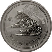 2 Dollars - Elizabeth II 4th Portrait - Year of the Tiger - Silver Bullion Coin, Australia, 2010 reverse image