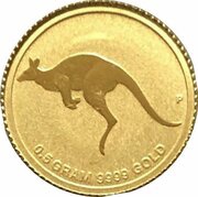 2 Dollars - Elizabeth II 4th Portrait - Mini Roo - Gold Bullion Coin, Australia, 2010 reverse image