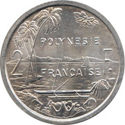 2 Francs without IEOM, France, 1965 reverse image