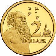 2 Dollars - Elizabeth II 5th Portrait - Gottwald Proof Gold, Australia, 2010 reverse image