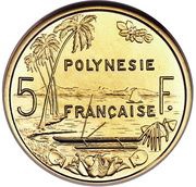 5 Francs with IEOM; Gold Piedfort, France, 1979 reverse image