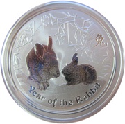 2 Dollars - Elizabeth II 4th Portrait - Year of the Rabbit - Silver Bullion Coin, Australia, 2011 reverse image