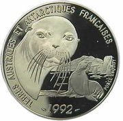 100 Francs Jules Dumont d'Urville, France, 1992 reverse image