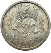 2 Francs SOFIM, France, 1958 reverse image