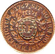 3 Sols 9 Deniers Countermarked 12 Deniers of Louis XV reverse image