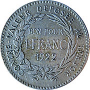 1 Franc, France, 1897-1922 reverse image