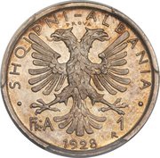 1 Frang Ar Zog; Prova obverse image