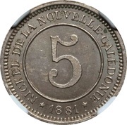 5 Centimes Le Nickel, France, 1881 reverse image