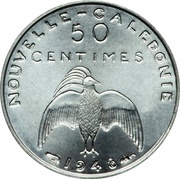 50 Centimes Essai aluminium, raised rim, France, 1948 reverse image
