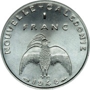 1 Franc Essai aluminium, raised rim reverse image