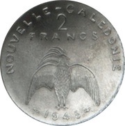 2 Francs Essai aluminium, flat rim, France, 1948 reverse image