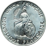 2 Francs Essai aluminium, raised rim obverse image