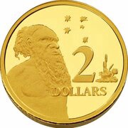 2 Dollars - Elizabeth II 4th Portrait - Australian Miniature Money Gold Proof, Australia, 2012 reverse image