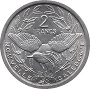 2 Francs without IEOM, France, 1971 reverse image