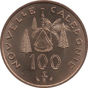 100 Francs with IEOM, France, 1976-2005 reverse image