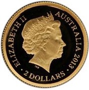 2 Dollars - Elizabeth II 4th Portrait - Frilled Neck Lizard - Gold Bullion Coin obverse image