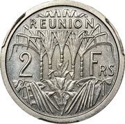 2 Francs Mule, France, 1948 reverse image
