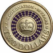 2 Dollars - Elizabeth II 4th Portrait - Coronation Jubilee, Australia, 2013-2018 reverse image