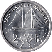 2 Francs, France, 1948 reverse image