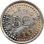 5 Centimes, France, 1919 reverse image