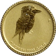 2 Dollars - Elizabeth II 4th Portrait - Mini Kookaburra - Gold Bullion Coin, Australia, 2014 reverse image