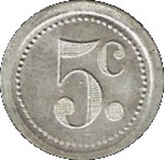 5 Centimes, France, 1921 reverse image