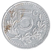 5 Centimes, France, 1921 reverse image