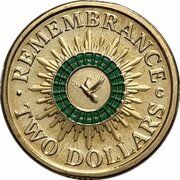 2 Dollars - Elizabeth II 4th Portrait - Remembrance Day - Peace Dove, Australia, 2014-2018 reverse image