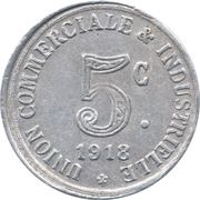 5 Centimes, France, 1918 reverse image