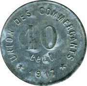 10 Centimes, France, 1917 reverse image
