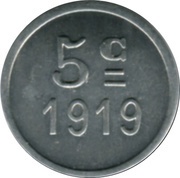 5 Centimes, France, 1917-1919 reverse image