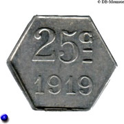 25 Centimes, France, 1919 reverse image
