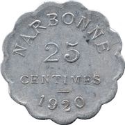 25 Centimes, France, 1920 reverse image