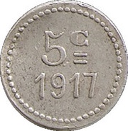 5 Centimes, France, 1917 reverse image