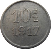 10 Centimes - la Mairie Sigean [11], France, 1917 reverse image