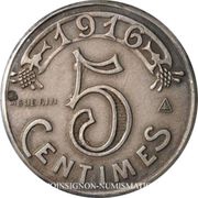 5 Centimes - Chambre de Commerce - Marseille [13] Silver, France, 1916 reverse image