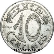 10 Centimes - Chambre de Commerce - Marseille [13] Aluminium Pattern, France, 1916 reverse image
