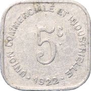 5 Centimes, France, 1922 reverse image
