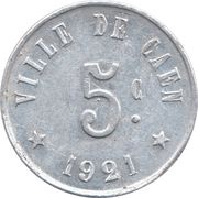 5 Centimes - Union Commerciale et Industrielle - Caen [14], France, 1921 reverse image