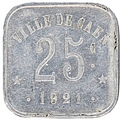 25 Centimes, France, 1921 reverse image