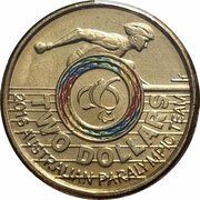 2 Dollars - Elizabeth II 4th Portrait - 2016 Australian Paralympic Team, Australia, 2016 reverse image