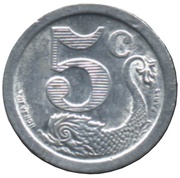 5 Centimes, France, 1922 reverse image